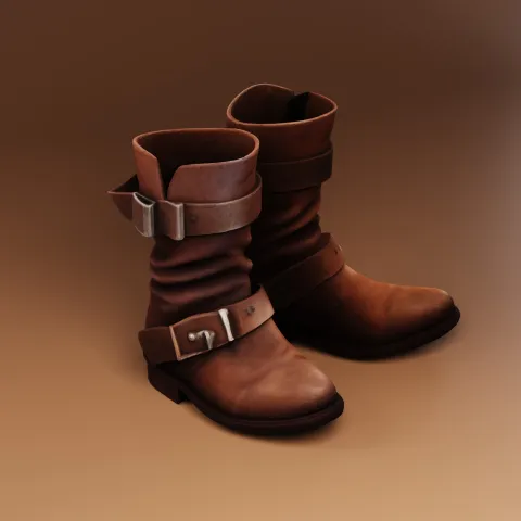 Brown Leather Buckle Boots image 2