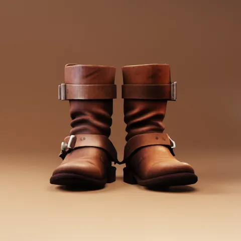 Brown Leather Buckle Boots image 3