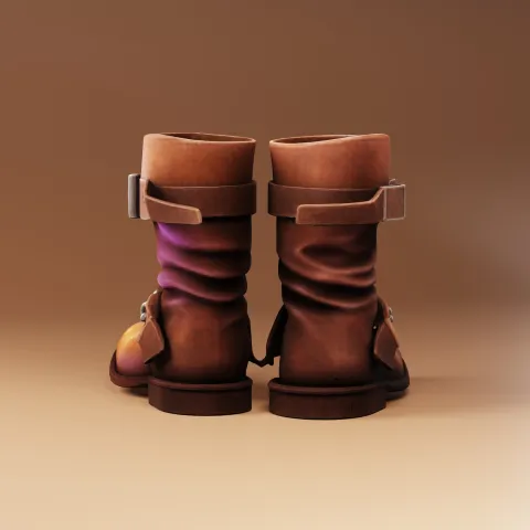 Brown Leather Buckle Boots image 4