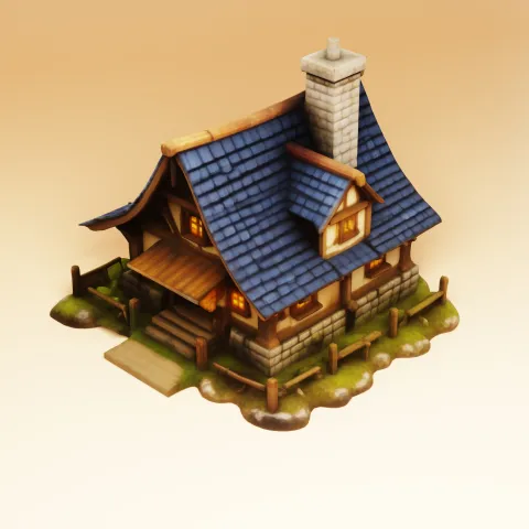Stylized Medieval Timber-Frame Cottage image 2