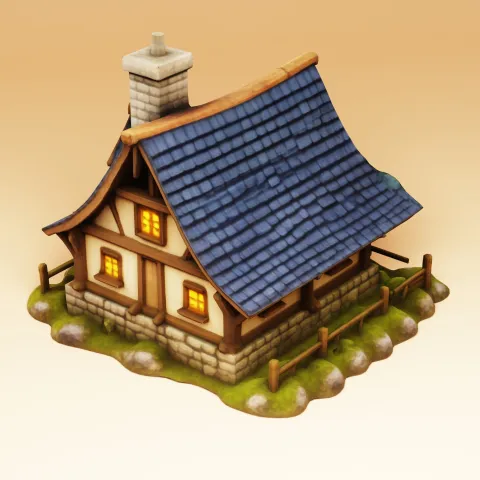 Stylized Medieval Timber-Frame Cottage image 4
