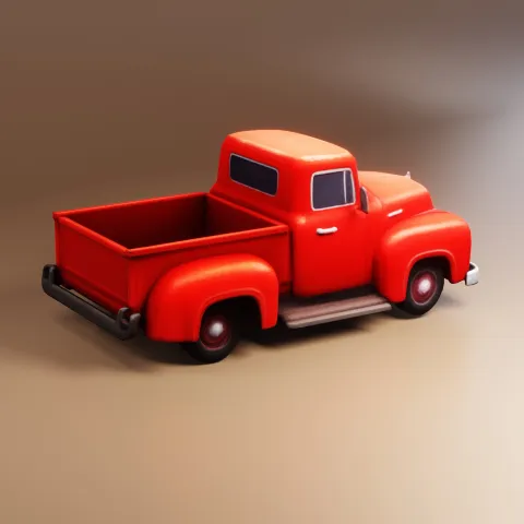 Stylized Vintage Red Pickup Truck image 3