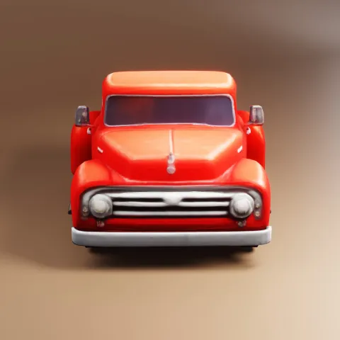 Stylized Vintage Red Pickup Truck image 4