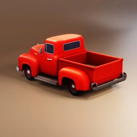 Stylized Vintage Red Pickup Truck image 2