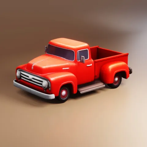Stylized Vintage Red Pickup Truck