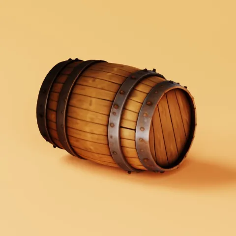 Stylized Wooden Barrel with Iron Bands image 3