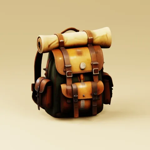 Vintage Leather Adventurer Backpack with Bedroll image 2