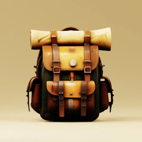 Vintage Leather Adventurer Backpack with Bedroll