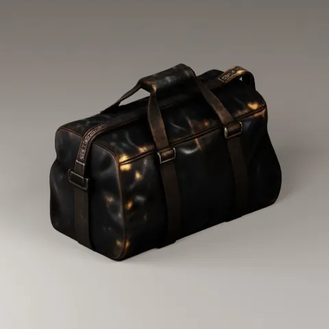 Worn Black Leather Duffel Bag – 3D Model free 3D model